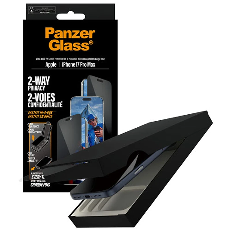 PanzerGlass 2-Way Privacy Glass Screen Protector for iPhone 17 Pro Max