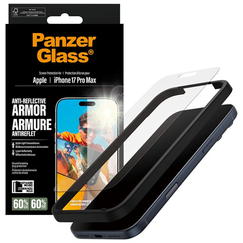 Protecteur d'écran en verre antireflet de PanzerGlass pour iPhone 17 Pro Max