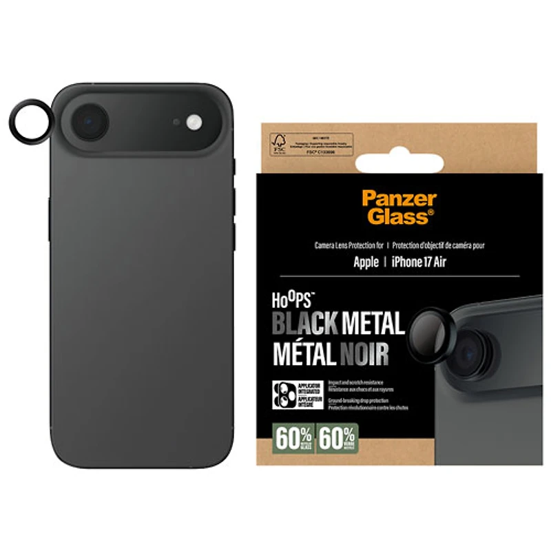 Protecteur d'objectif en métal noir Hoops de PanzerGlass pour iPhone Air
