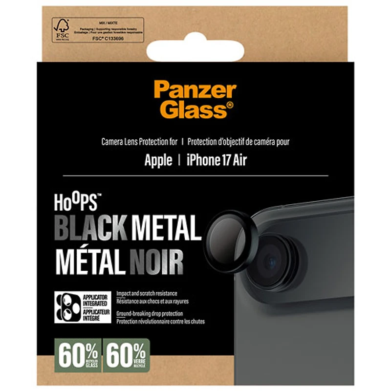 Protecteur d'objectif en métal noir Hoops de PanzerGlass pour iPhone Air