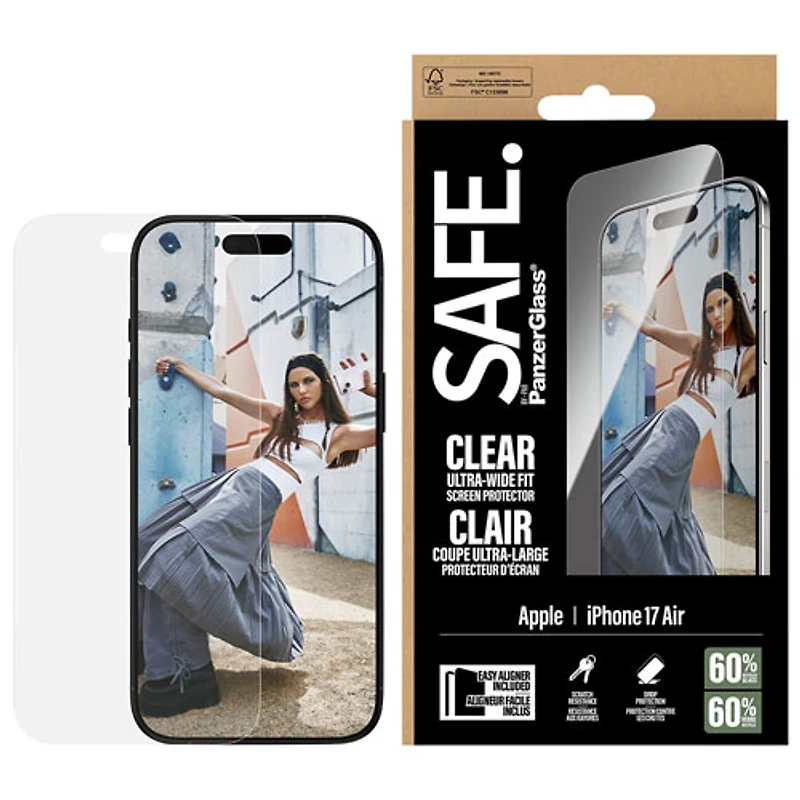 Protecteur d'écran en verre ultralarge SAFE de PanzerGlass pour iPhone Air