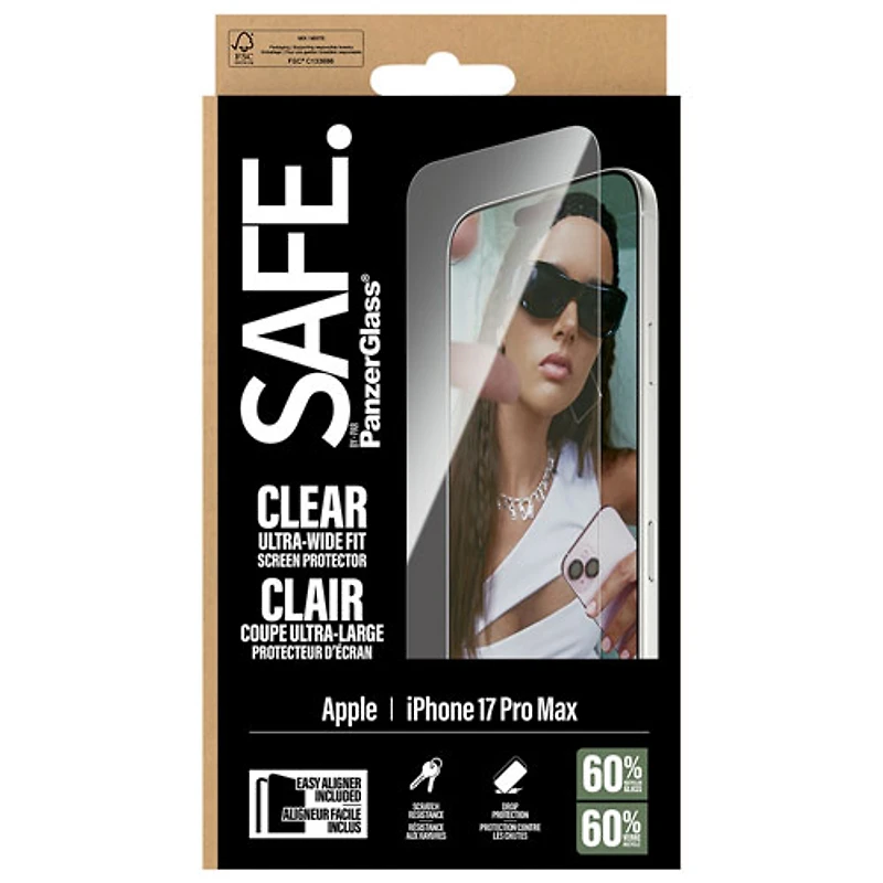 Protecteur d'écran en verre ultralarge SAFE de PanzerGlass pour iPhone 17 Pro Max