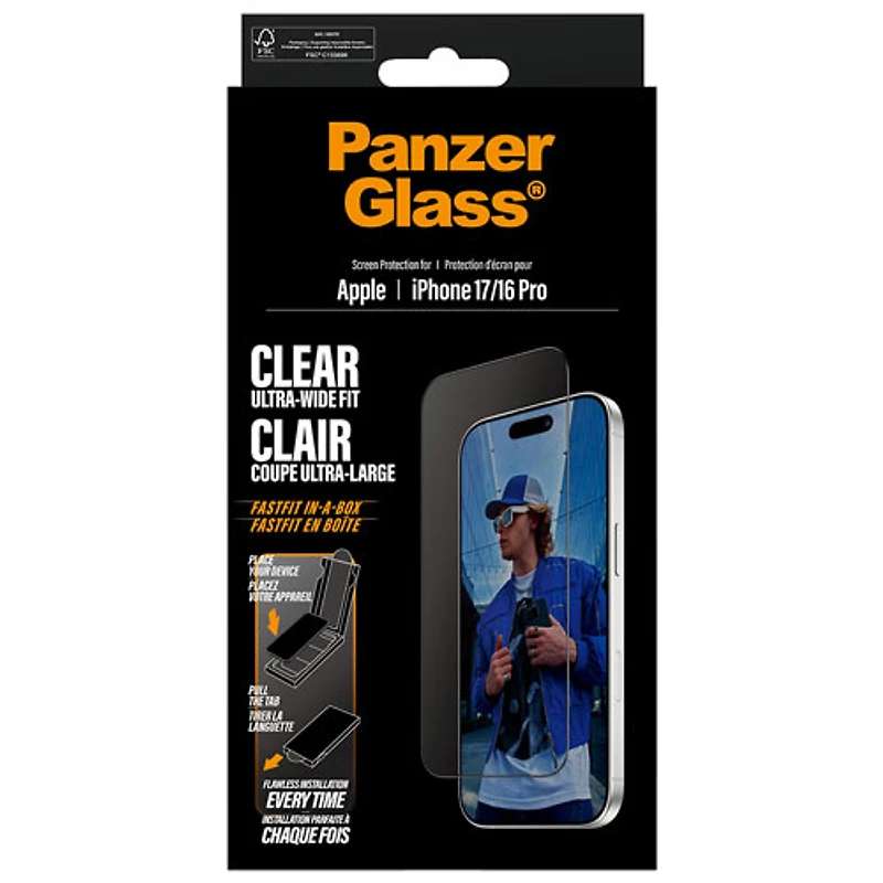 Protecteur d'écran en verre ultralarge de PanzerGlass pour iPhone 17/ Pro