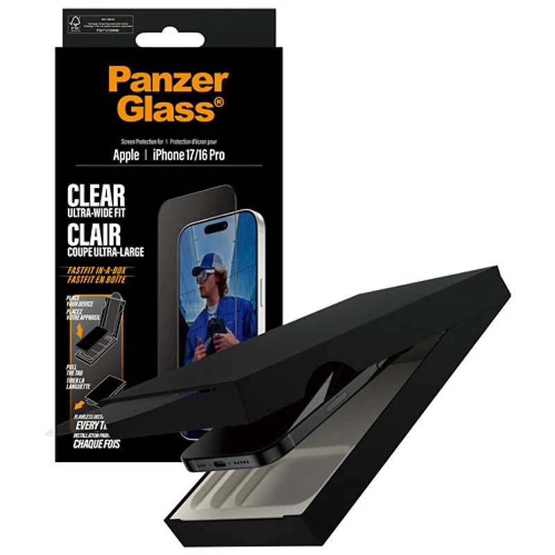 Protecteur d'écran en verre ultralarge de PanzerGlass pour iPhone 17/ Pro