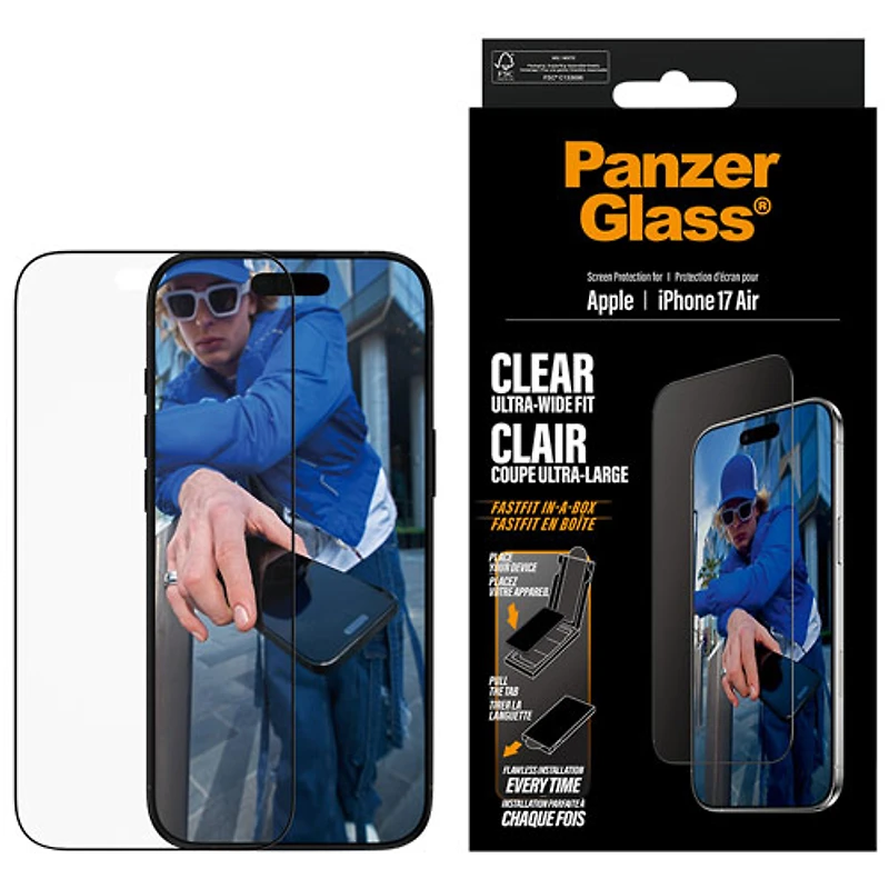 Protecteur d'écran en verre ultralarge de PanzerGlass pour iPhone Air
