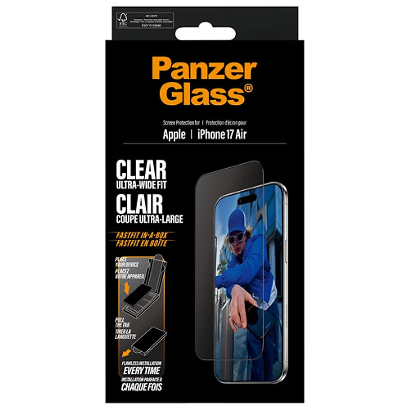 Protecteur d'écran en verre ultralarge de PanzerGlass pour iPhone Air