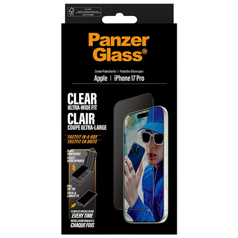 PanzerGlass Ultra-Wide Fit Glass Screen Protector for iPhone 17 Pro