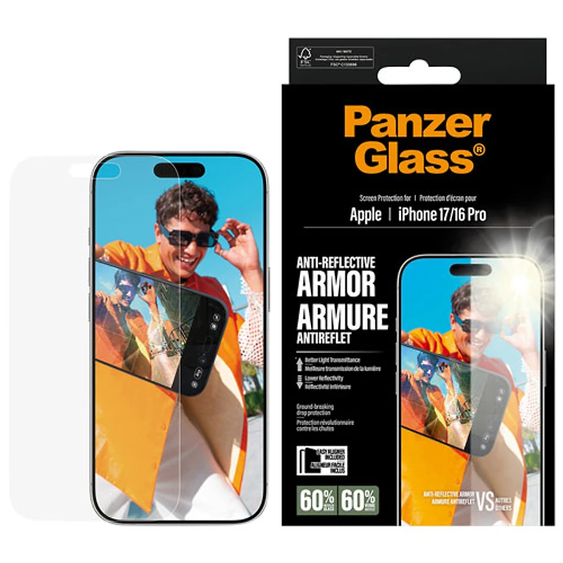 PanzerGlass Anti-Reflective Glass Screen Protector for iPhone 17/16 Pro