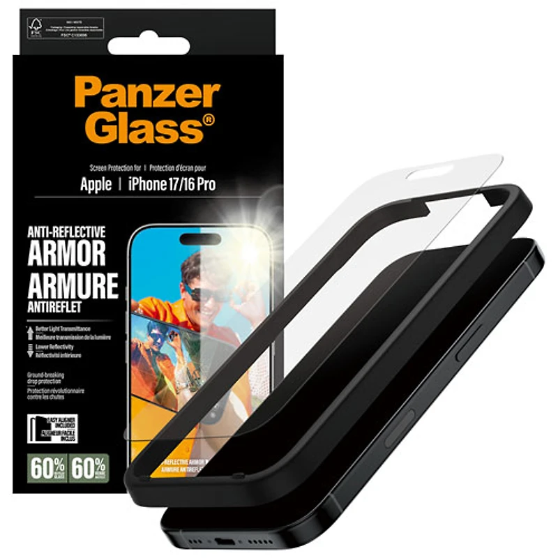 PanzerGlass Anti-Reflective Glass Screen Protector for iPhone 17/16 Pro