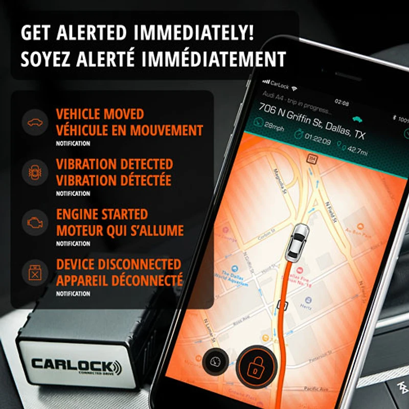 Dispositif de repérage et de sécurité pour véhicule CarLock OBD