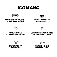 Casque d'écoute Bluetooth à suppression du bruit Icon ANC de Skullcandy - Noir
