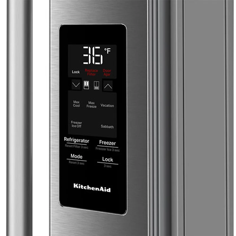 Kitchenaid 36" 30.5 Cu. Ft. French Door Refrigerator with Water Dispenser (KRFF336SPS) - PrintShield Stainless
