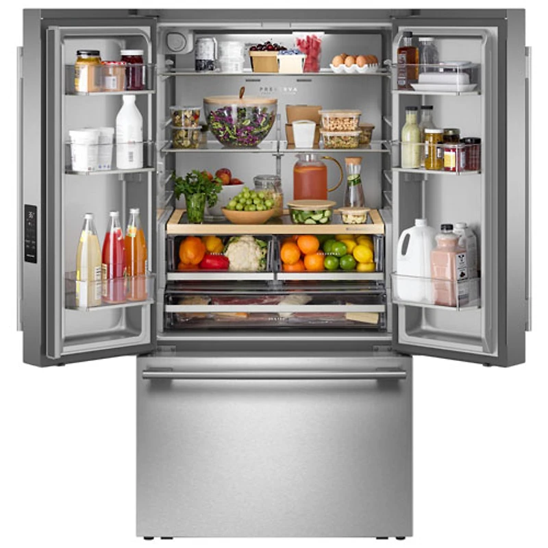 Kitchenaid 36" 30.5 Cu. Ft. French Door Refrigerator with Water Dispenser (KRFF336SPS) - PrintShield Stainless