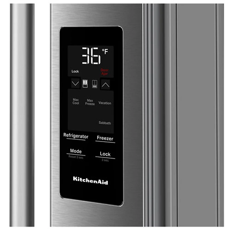 Kitchenaid 36" 30 Cu. Ft. French Door Refrigerator with Water Dispenser (KRFF436SPS) - PrintShield Stainless