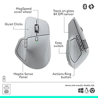 Logitech MX Master 4 Bluetooth Optical Mouse w/ Advanced Performance Haptic Feedback - Pale Grey
