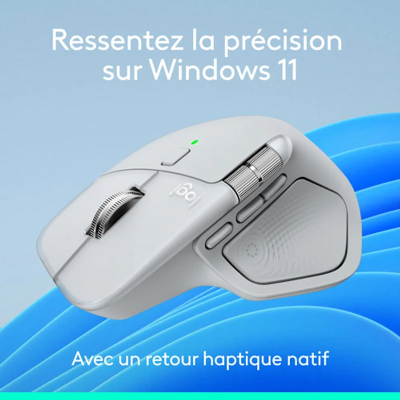 Souris optique Bluetooth MX Master 4 de Logitech avec retour haptique performant avancé - Gris pâle