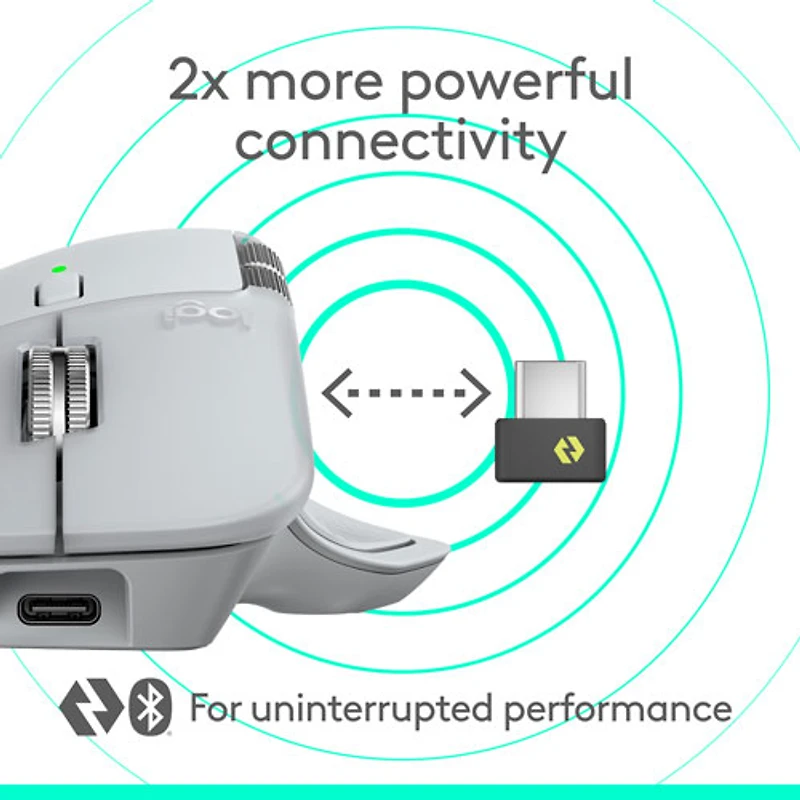 Souris optique Bluetooth MX Master 4 de Logitech avec retour haptique performant avancé - Gris pâle