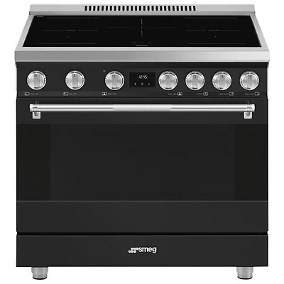 Smeg 36" 4.45 Cu. Ft. True Convection 5-Element Slide-In Induction Range (SPR36UIMAN) - Matte Black