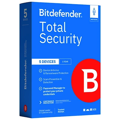 Bitdefender Total Security Indivudual Edition (PC/Mac/iOS/Android) - 1 User - 1 Year - Digital Download