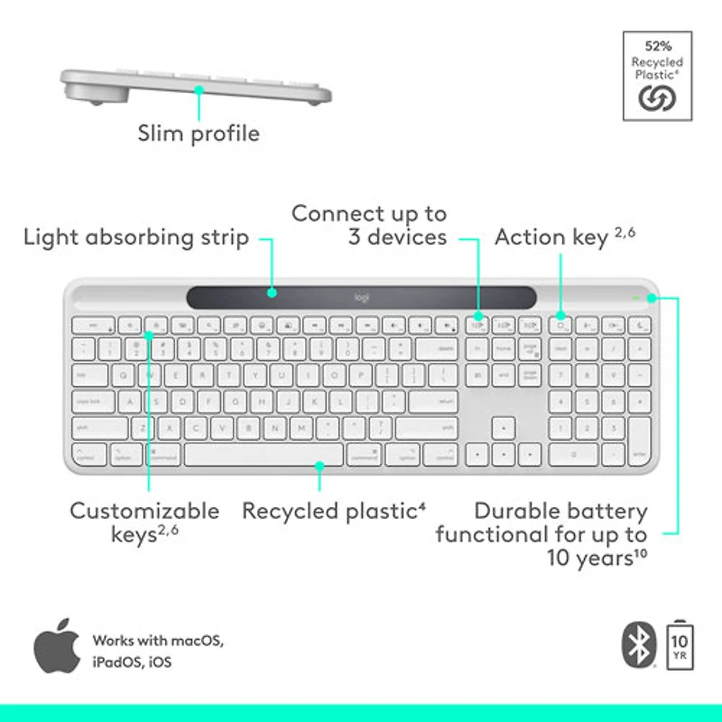 Logitech Signature Slim Solar+ Bluetooth Keyboard - Off-White - English - Only at Best Buy