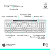 Logitech Signature Slim Solar+ Bluetooth Keyboard - Off-White - English - Only at Best Buy
