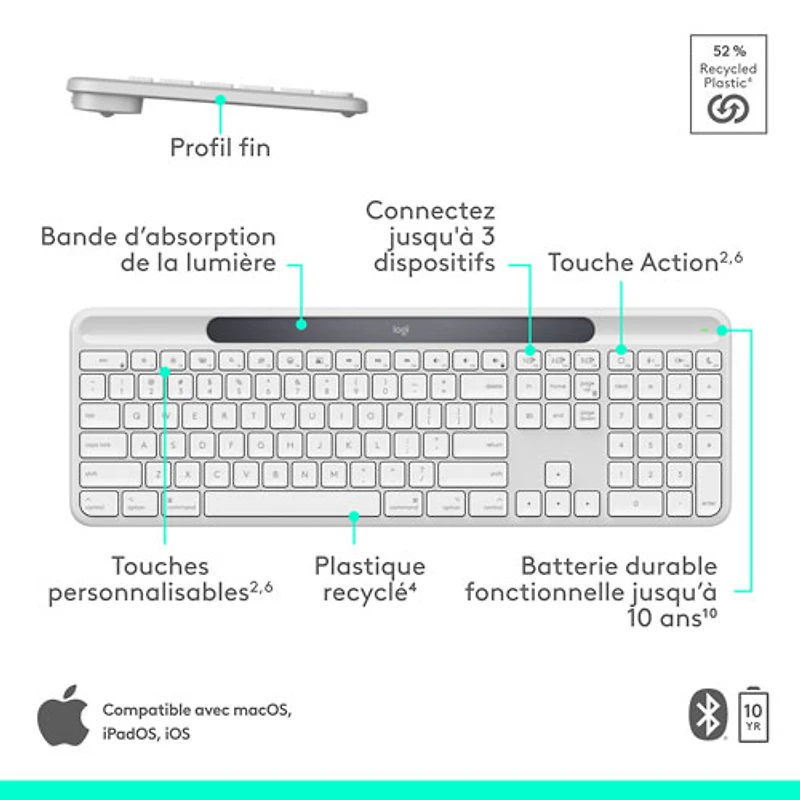 Logitech Signature Slim Solar+ Bluetooth Keyboard - Off-White - English - Only at Best Buy