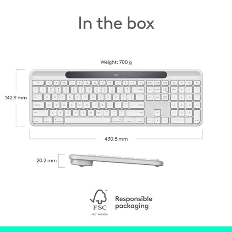 Logitech Signature Slim Solar+ Bluetooth Keyboard - Off-White - English - Only at Best Buy