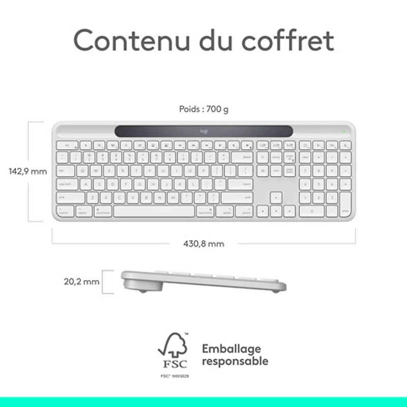 Logitech Signature Slim Solar+ Bluetooth Keyboard - Off-White - English - Only at Best Buy