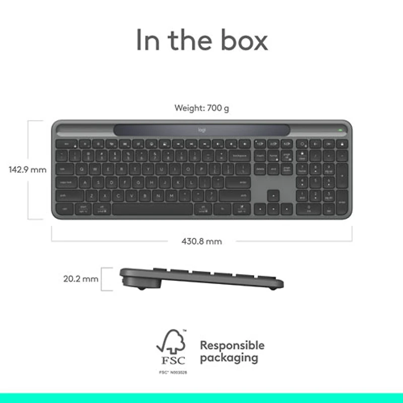 Logitech Signature Slim Solar+ Bluetooth Keyboard - Graphite - English