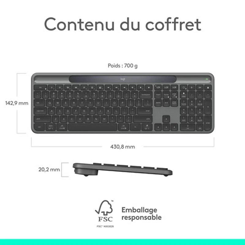 Logitech Signature Slim Solar+ Bluetooth Keyboard - Graphite - English