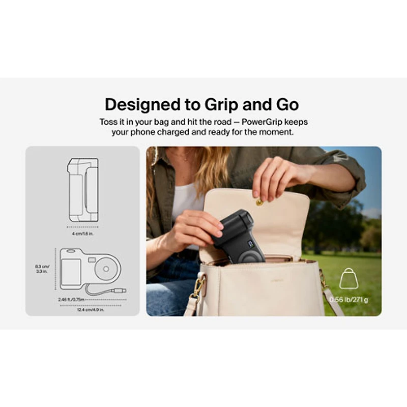 Belkin PowerGrip 9300 mAh USB-C Power Bank with USB-C Cable - Charcoal