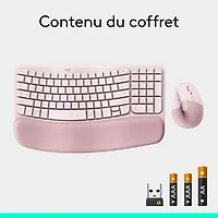 Logitech Wave Keys Bluetooth Membrane Full-Size Ergonomic Keyboard & Mouse Combo- Pink- EN -Only at Best Buy