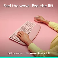 Logitech Wave Keys Bluetooth Membrane Full-Size Ergonomic Keyboard & Mouse Combo- Pink- EN -Only at Best Buy