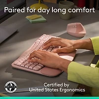 Logitech Wave Keys Bluetooth Membrane Full-Size Ergonomic Keyboard & Mouse Combo- Pink- EN -Only at Best Buy