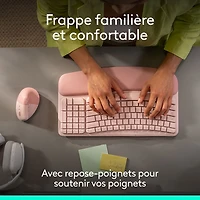 Logitech Wave Keys Bluetooth Membrane Full-Size Ergonomic Keyboard & Mouse Combo- Pink- EN -Only at Best Buy