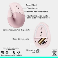 Logitech Wave Keys Bluetooth Membrane Full-Size Ergonomic Keyboard & Mouse Combo- Pink- EN -Only at Best Buy