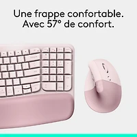 Logitech Wave Keys Bluetooth Membrane Full-Size Ergonomic Keyboard & Mouse Combo- Pink- EN -Only at Best Buy