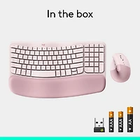 Ensemble souris et clavier ergonomique pleine grandeur à membrane Bluetooth Wave Keys de Logitech - Rose - Anglais - Exclusivité Best Buy