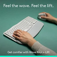 Ensemble souris et clavier ergonomique pleine grandeur à membrane Bluetooth Wave Keys de Logitech - Blanc - Anglais - Exclusivité Best Buy