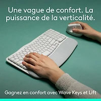 Ensemble souris et clavier ergonomique pleine grandeur à membrane Bluetooth Wave Keys de Logitech - Blanc - Anglais - Exclusivité Best Buy
