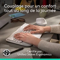 Ensemble souris et clavier ergonomique pleine grandeur à membrane Bluetooth Wave Keys de Logitech - Blanc - Anglais - Exclusivité Best Buy