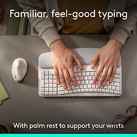 Ensemble souris et clavier ergonomique pleine grandeur à membrane Bluetooth Wave Keys de Logitech - Blanc - Anglais - Exclusivité Best Buy