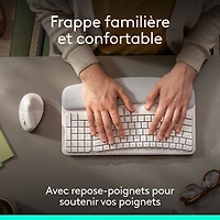 Ensemble souris et clavier ergonomique pleine grandeur à membrane Bluetooth Wave Keys de Logitech - Blanc - Anglais - Exclusivité Best Buy