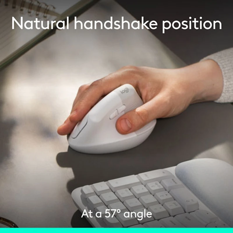 Ensemble souris et clavier ergonomique pleine grandeur à membrane Bluetooth Wave Keys de Logitech - Blanc - Anglais - Exclusivité Best Buy