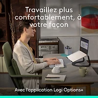 Ensemble souris et clavier ergonomique pleine grandeur à membrane Bluetooth Wave Keys de Logitech - Blanc - Anglais - Exclusivité Best Buy