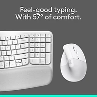 Ensemble souris et clavier ergonomique pleine grandeur à membrane Bluetooth Wave Keys de Logitech - Blanc - Anglais - Exclusivité Best Buy