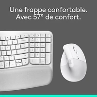 Ensemble souris et clavier ergonomique pleine grandeur à membrane Bluetooth Wave Keys de Logitech - Blanc - Anglais - Exclusivité Best Buy