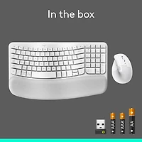 Ensemble souris et clavier ergonomique pleine grandeur à membrane Bluetooth Wave Keys de Logitech - Blanc - Anglais - Exclusivité Best Buy
