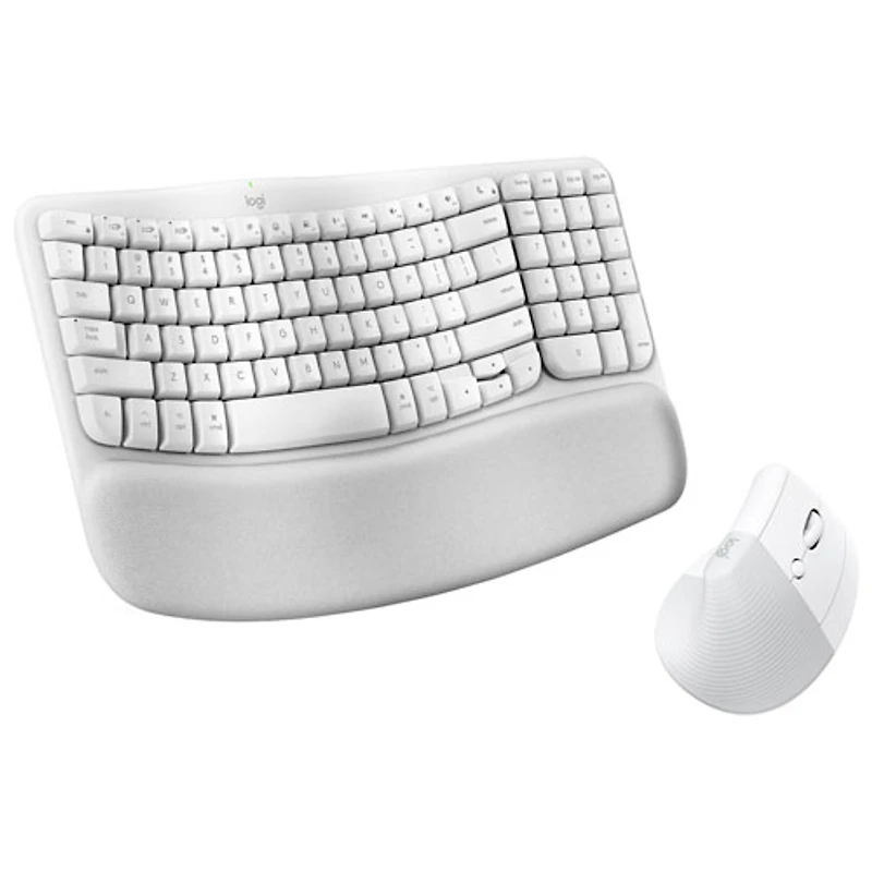 Logitech Wave Keys Bluetooth Membrane Full-Size Ergonomic Keyboard & Mouse Combo for Mac - White - EN -Only at Best Buy