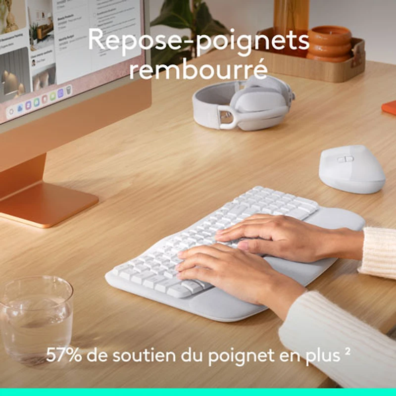 Logitech Wave Keys Bluetooth Membrane Full-Size Ergonomic Keyboard & Mouse Combo for Mac - White - EN -Only at Best Buy